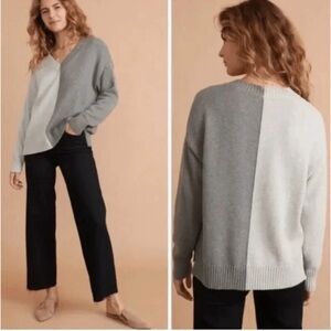 Marine Layer Gisel Oversize Contrast Panel Sweater Vapor/Pavement